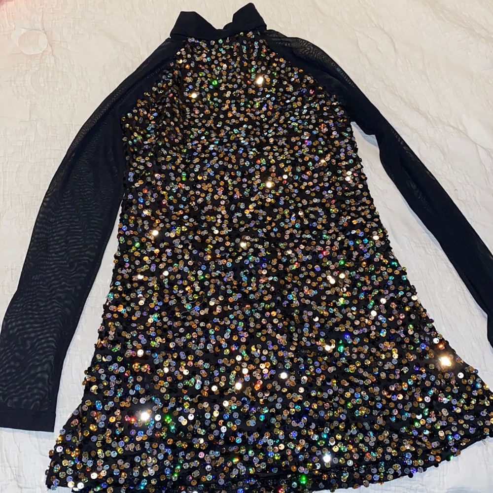 Black sequence dance dress for girls